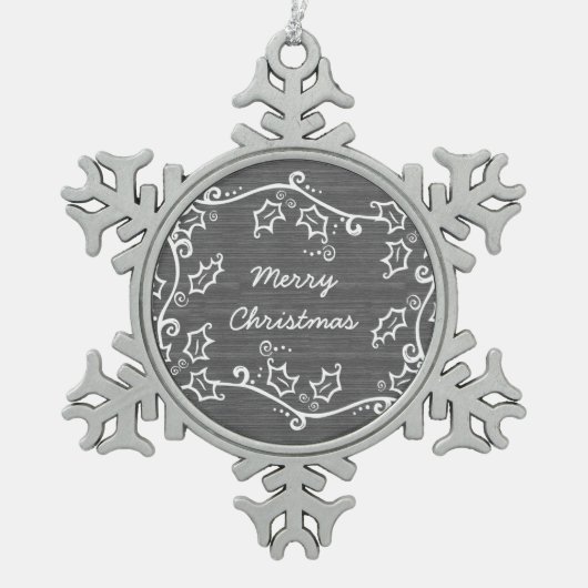 Gray Rustic Holly Snowflake Ornament (Voorkant)