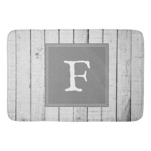 Gray Rustic Monogram Bath Mat (Voorkant)