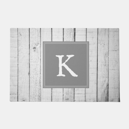 Gray Rustic Monogram Doormat Deurmat (Voorkant)