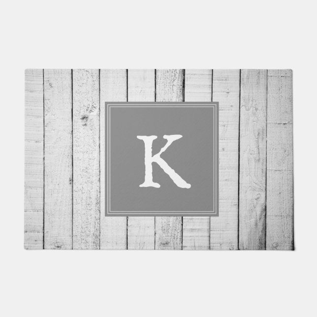 Gray Rustic Monogram Doormat Deurmat (Voorkant)