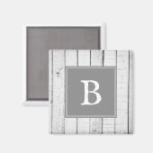 Gray Rustic Monogram Magnet Magneet (Voorkant / Achterkant)