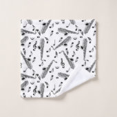 Gray Saxophone Music Note Pattern Bad Handdoek (Wasdoekje)
