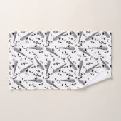 Gray Saxophone Music Note Pattern Bad Handdoek (Handdoek)