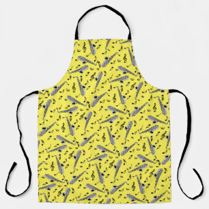 Gray Saxophone Music Note Pattern Schort