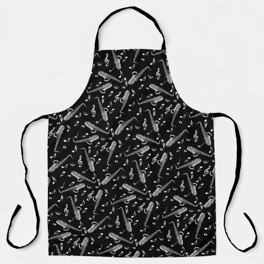 Gray Saxophone Music Note Pattern Schort (Voorkant)