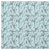 Gray Saxophone Music Note Pattern Stof (Swatch)