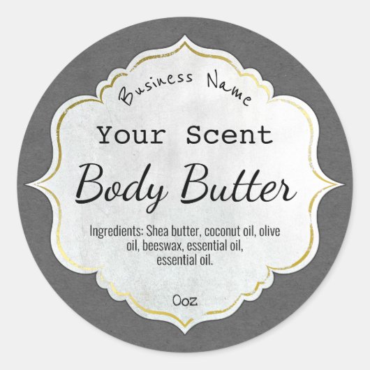 Gray Scented Body Butter Product Labels (Voorkant)
