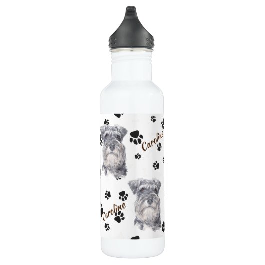 Gray Schnauzer Dog Pawprint Waterfles (Rechts)
