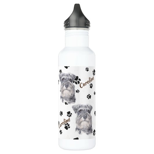 Gray Schnauzer Dog Pawprint Waterfles (Links)