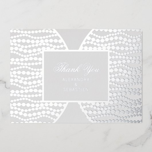 Gray Script Gray Pearl Silver Foil Hartelijk dank Folie Uitnodiging (Voorkant)