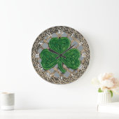Gray Shamrock & Celtic Knots Roman Numeral Clock Grote Klok (Huis)
