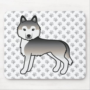 Gray Siberian Husky Cute Cartoon Dog Muismat