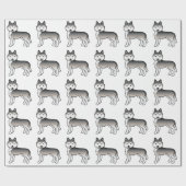 Gray Siberian Husky Cute Dog Pattern Cadeaupapier (Vlak)