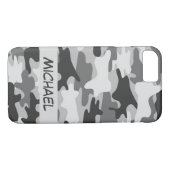 Gray Silver Camo Camouflage Persoonlijke naam Case-Mate iPhone Case (Achterkant (Horizontaal))