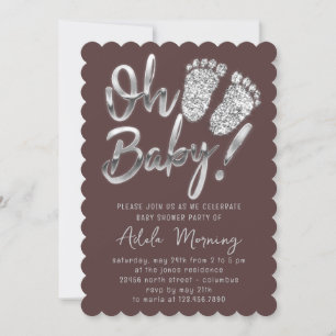 Gray Silver Feet Baby Girl Boy Shower Roos Brown Kaart
