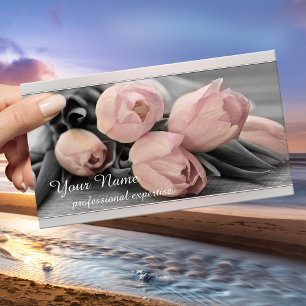 Gray Silver Floral Professional Visitekaartje