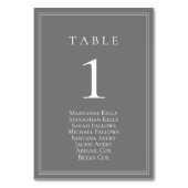 Gray Silver Modern Table Number met Zitdiagram Kaart (Achterkant)