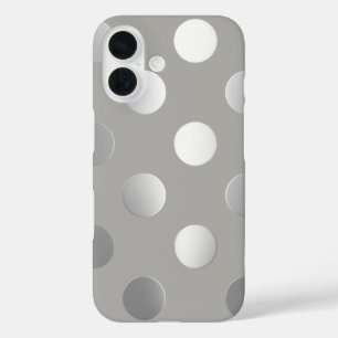 Gray, Silver Polka Dots iPhone 16 Hoesje