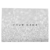 Gray Silver White Glitter Favor Gift Name Large Cadeauzakje (Achterkant)
