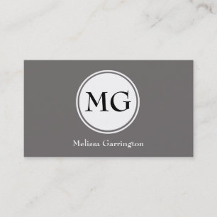 Gray Simple Circle Monogram Aangepaste Visitekaart Visitekaartje