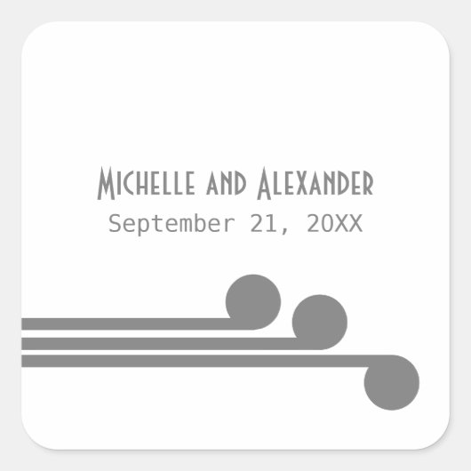 Gray Simple Deco Chic Wedding Stickers (Voorkant)