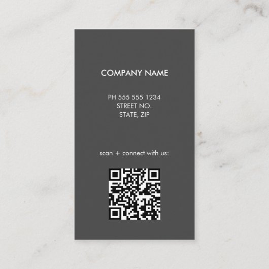 Gray Simple Generic Logo QR Code Visitekaartje (Achterkant)