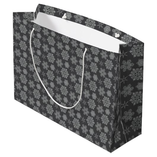 Gray Snowflake Noël Designs Sac cadeau (Dos Angle)