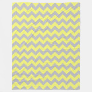 Gray Soft Yellow Chevron Pattern Fleece Deken