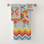 Gray Southwestern Kokopelli Bath Towel Set Bad Handdoek (Insitu)