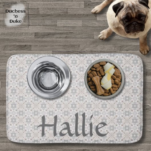Gray Spanish Tile Pattern Absorbent Pet Mat