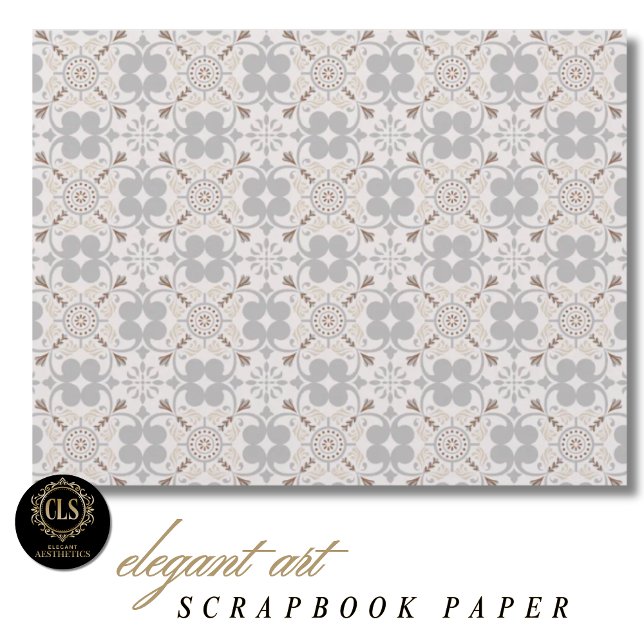 Gray Spanish Tile Pattern Scrapbook Paper  (Scrapbook Paper – Spanish Tile Pattern)