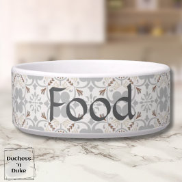 Gray Spanish Tile Personalized Dog Food Bowl  Voerbakje