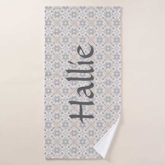 Gray Spanish Tile Personalized Dog Towel (Serviette de bain)