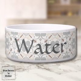 Gray Spanish Tile Personalized Dog Water Bowl  Voerbakje