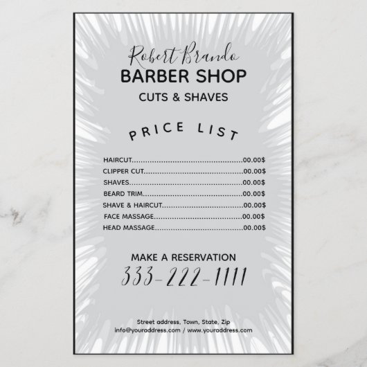 Gray Splash Background Barber Price List Flyer (Voorkant)