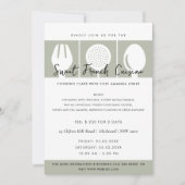 GRAY SPOON FORK COOKERY CLASS INVITE SJABLOON KAART (Voorkant)