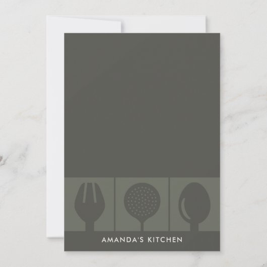 GRAY SPOON FORK COOKERY CLASS INVITE SJABLOON KAART (Achterkant)