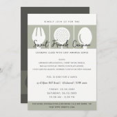 GRAY SPOON FORK COOKERY CLASS INVITE SJABLOON KAART (Voorkant / Achterkant)