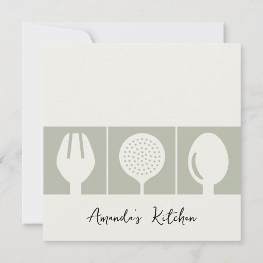 GRAY SPOON FORK COOKING CLASS INVITE SJABLOON KAART (Achterkant)