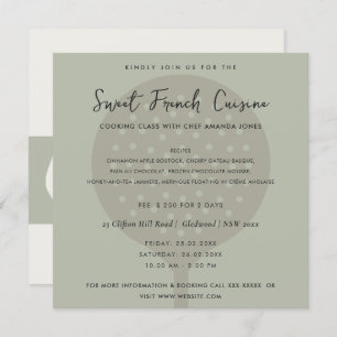 GRAY SPOON FORK COOKING CLASS INVITE SJABLOON KAART