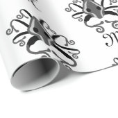 Gray Squid Monogram Cadeaupapier (Rol Hoek)