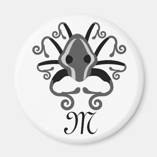 Gray Squid Monogram Magneet (Voorkant)