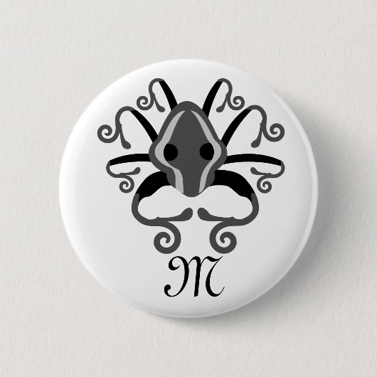 Gray Squid Monogram Ronde Button 5,7 Cm (Voorkant)