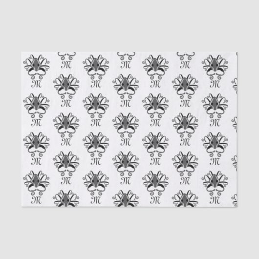 Gray Squid Monogram Tissuepapier (Voorkant)
