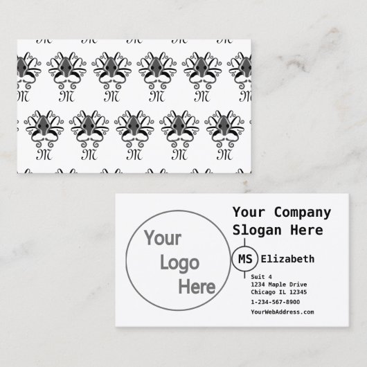Gray Squid Monogram Visitekaartje (Voorkant / Achterkant)