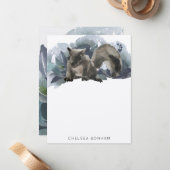 Gray Squirrel Waterverf Scenery Note Card Notitiekaartje (Voorkant / Achterkant in situ)