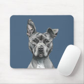 Gray Stalky Pit Bull Dog Tekening Muismat (Met muis)