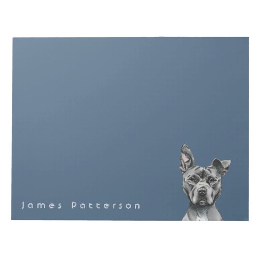 Gray Stalky Pit Bull Dog Tekening Notitieblok (Voorkant)