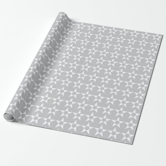 Gray Star Pattern Wrapping Paper Cadeaupapier (Uitgerold)