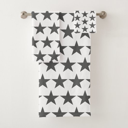 Gray Star Stars Pattern Bath Towelset Bad Handdoek (Insitu)